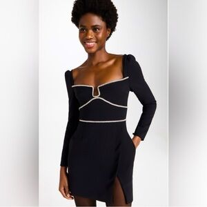 Self-Portrait Black Dress with Silver Detailing